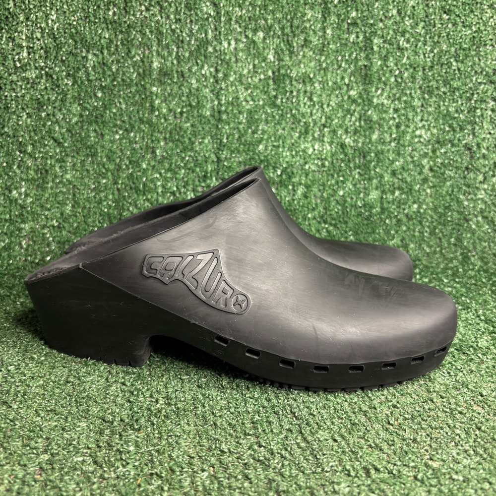 Calzuro Classic Professional Work Clogs Black Mens 9.5-10.5(Womens 11.5-12.5)